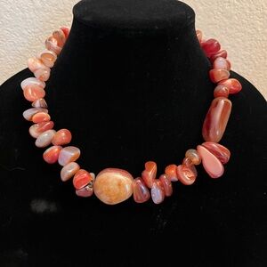 Beautiful Chunky Natural Carnelian Necklace with 925 Clasp